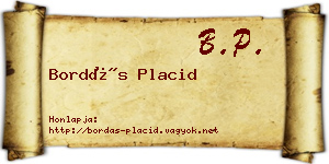 Bordás Placid névjegykártya